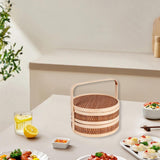 Maxbell Bamboo Basket Handheld Travel Transport Container for Pastries Snacks Fruits