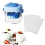 Maxbell Greek Yogurt Strainer with Lid Whey Separator for Sauce Nut Milk Fruit Juice Blue