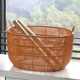 Maxbell Woven Basket with Handles Large Laundry Hamper for Laundry Room Home Pillows L