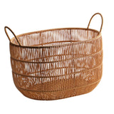 Maxbell Woven Basket with Handles Large Laundry Hamper for Laundry Room Home Pillows L