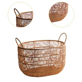 Maxbell Woven Basket with Handles Large Laundry Hamper for Laundry Room Home Pillows L