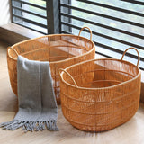 Maxbell Woven Basket with Handles Large Laundry Hamper for Laundry Room Home Pillows L