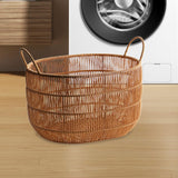 Maxbell Woven Basket with Handles Large Laundry Hamper for Laundry Room Home Pillows L