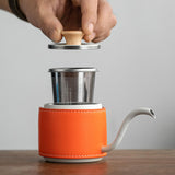 Maxbell Mini Stainless Steel Pour over Coffee Kettle 180 ml for Gift Restaurant Cafe Orange