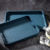 Maxbell Wooden Serving Tray Double Handles Decorative Tray for Lunch Wedding Dessert 33x24cm