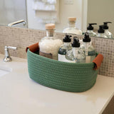 Maxbell 5Pcs Woven Baskets Organization for Organizing for Bathroom Laundry Entryway Green