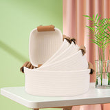 Maxbell 5Pcs Woven Baskets Organization for Organizing for Bathroom Laundry Entryway White