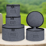 Maxbell 4Pcs China Storage Containers Dinnerware Storage for Saucers Dinnerware Mugs Gray