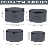 Maxbell 4Pcs China Storage Containers Dinnerware Storage for Saucers Dinnerware Mugs Gray