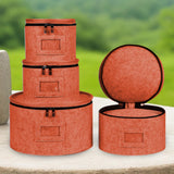 Maxbell 4Pcs China Storage Containers Dinnerware Storage for Saucers Dinnerware Mugs Orange