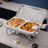 Maxbell Buffet Warmer Set Stainless Steel Food Warmer Set for Events Wedding Banquet 2 Grid