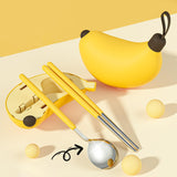 Maxbell Kids Chopsticks and Spoon Reusable Cute Flatware Set for Home School Kitchen