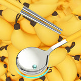 Maxbell Kids Chopsticks and Spoon Reusable Cute Flatware Set for Home School Kitchen