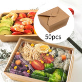 Maxbell 50x Kraft Paper Bowls Sturdy Disposable Bowls for Camping Kitchen Vegetables 800ml