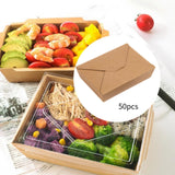 Maxbell 50x Kraft Paper Bowls Sturdy Disposable Bowls for Camping Kitchen Vegetables 1480ml