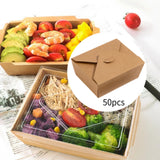 Maxbell 50x Kraft Paper Bowls Sturdy Disposable Bowls for Camping Kitchen Vegetables 1400ml