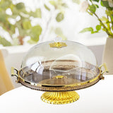 Maxbell Dessert Snack Serving Platter Round Display Cakes Stand with Lid for Muffins Amber