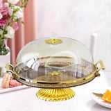 Maxbell Dessert Snack Serving Platter Round Display Cakes Stand with Lid for Muffins Amber
