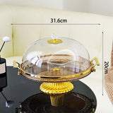 Maxbell Dessert Snack Serving Platter Round Display Cakes Stand with Lid for Muffins Amber