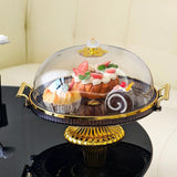 Maxbell Dessert Snack Serving Platter Round Display Cakes Stand with Lid for Muffins Amber