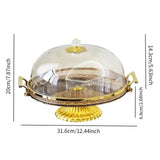 Maxbell Dessert Snack Serving Platter Round Display Cakes Stand with Lid for Muffins Amber