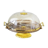 Maxbell Dessert Snack Serving Platter Round Display Cakes Stand with Lid for Muffins Amber