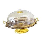 Maxbell Dessert Snack Serving Platter Round Display Cakes Stand with Lid for Muffins Amber