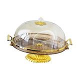 Maxbell Dessert Snack Serving Platter Round Display Cakes Stand with Lid for Muffins Amber