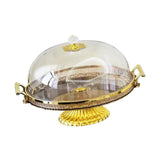 Maxbell Dessert Snack Serving Platter Round Display Cakes Stand with Lid for Muffins Amber