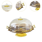 Maxbell Dessert Snack Serving Platter Round Display Cakes Stand with Lid for Muffins Amber