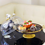 Maxbell Dessert Snack Serving Platter Round Display Cakes Stand with Lid for Muffins Amber