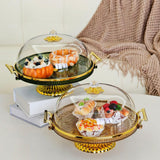 Maxbell Dessert Snack Serving Platter Round Display Cakes Stand with Lid for Muffins Amber