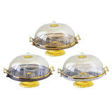 Maxbell Dessert Snack Serving Platter Round Display Cakes Stand with Lid for Muffins Amber