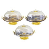 Maxbell Dessert Snack Serving Platter Round Display Cakes Stand with Lid for Muffins Amber