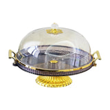 Maxbell Dessert Snack Serving Platter Round Display Cakes Stand with Lid for Muffins Gray