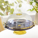 Maxbell Dessert Snack Serving Platter Round Display Cakes Stand with Lid for Muffins Gray