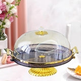 Maxbell Dessert Snack Serving Platter Round Display Cakes Stand with Lid for Muffins Gray