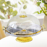 Maxbell Dessert Snack Serving Platter Round Display Cakes Stand with Lid for Muffins Clear