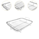 Maxbell Air Fryer Basket Easy Cleaning Mesh Grill Roasting Rack for Veggies Baking silver