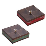 Maxbell Dried Fruit Storage Tray Wood Candy Storage Box for New Year Engagement Nuts Green