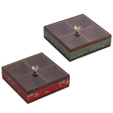Maxbell Dried Fruit Storage Tray Wood Candy Storage Box for New Year Engagement Nuts Green