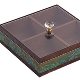 Maxbell Dried Fruit Storage Tray Wood Candy Storage Box for New Year Engagement Nuts Green