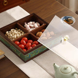 Maxbell Dried Fruit Storage Tray Wood Candy Storage Box for New Year Engagement Nuts Green