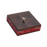 Maxbell Dried Fruit Storage Tray Wood Candy Storage Box for New Year Engagement Nuts Red