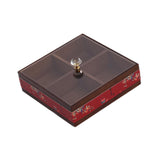 Maxbell Dried Fruit Storage Tray Wood Candy Storage Box for New Year Engagement Nuts Red