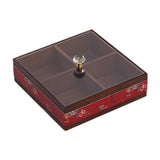 Maxbell Dried Fruit Storage Tray Wood Candy Storage Box for New Year Engagement Nuts Red