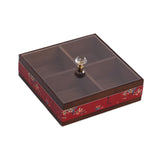 Maxbell Dried Fruit Storage Tray Wood Candy Storage Box for New Year Engagement Nuts Red