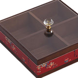Maxbell Dried Fruit Storage Tray Wood Candy Storage Box for New Year Engagement Nuts Red