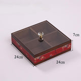 Maxbell Dried Fruit Storage Tray Wood Candy Storage Box for New Year Engagement Nuts Red