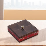 Maxbell Dried Fruit Storage Tray Wood Candy Storage Box for New Year Engagement Nuts Red